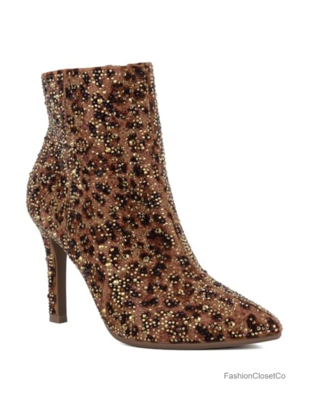 Women's Pointed Toe Stiletto Ankle Booties Faux Leather Zipper Closure Dress